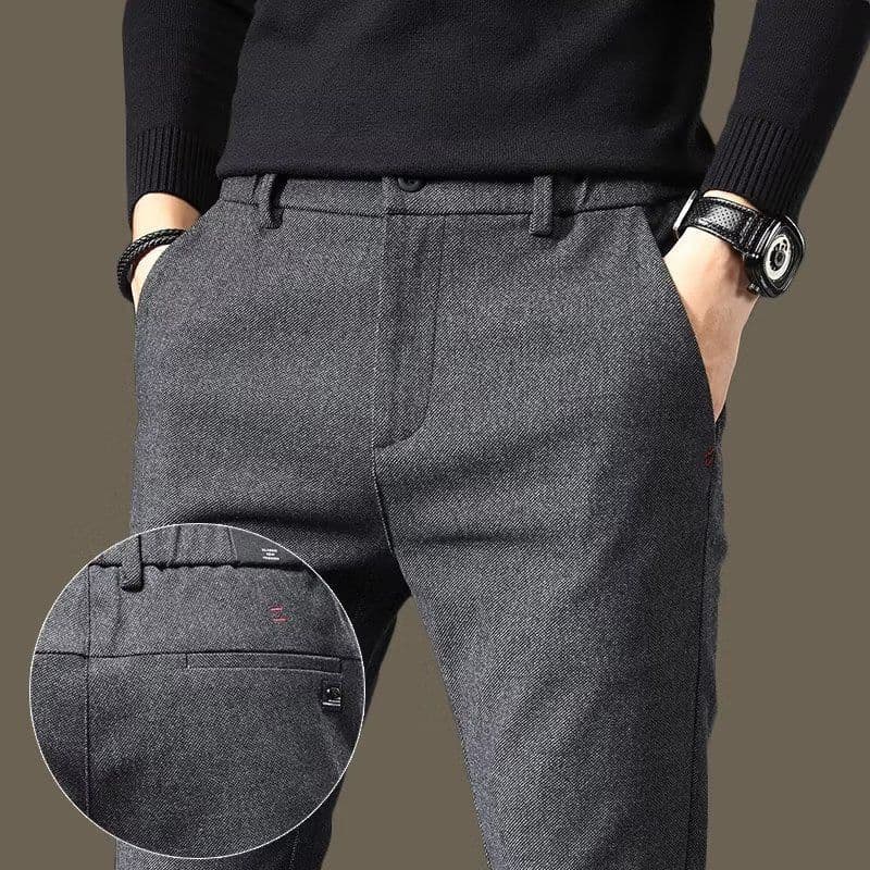 image-Men's Casual Pants - Black Straight Fit Size 28