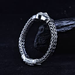 image-Yin Yushang 925 Silver Lion Bracelet - Retro Men's Jewelry, 20cm