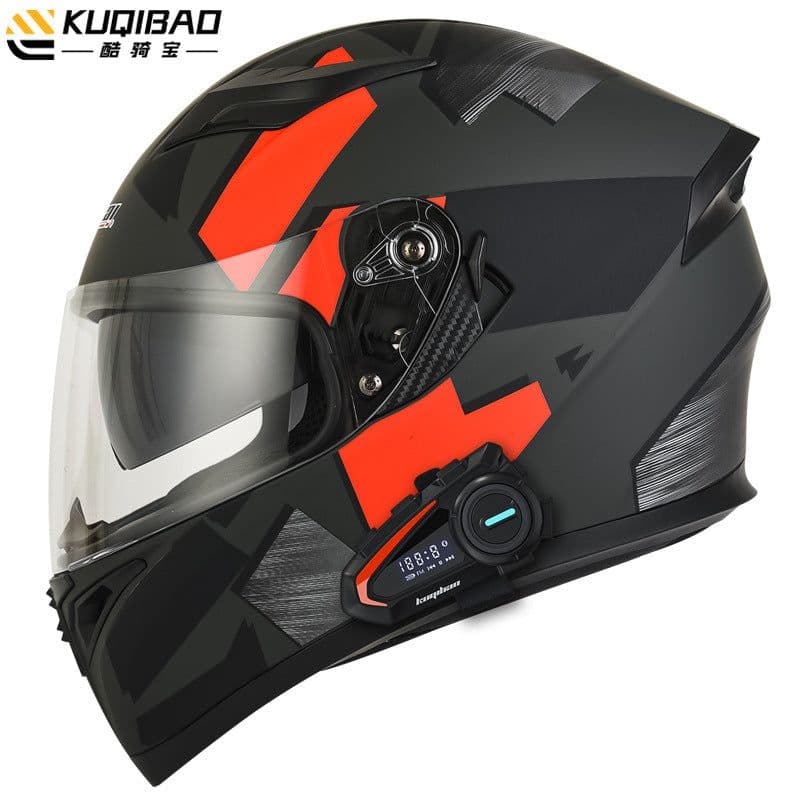 image-Coolqibao Motorcycle Full-Face Helmet Bluetooth XXL Gray