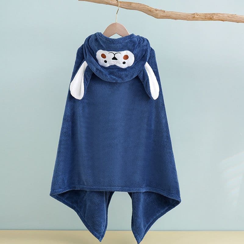 image-Bo Chuhui Long-eared Monkey Hooded Bathrobe - Purple Coral Fleece