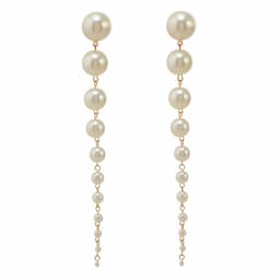 image-Cross-border hot-selling earrings European and American fashion all-match temperament gradient handmade pearl tassel long earrings for women