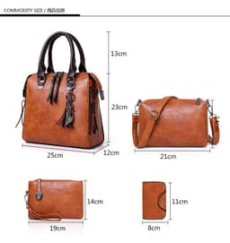 image-European and American retro cross-border wholesale women's bags 2023 new mother-in-law bag oily leather shoulder four-piece set women's handbag