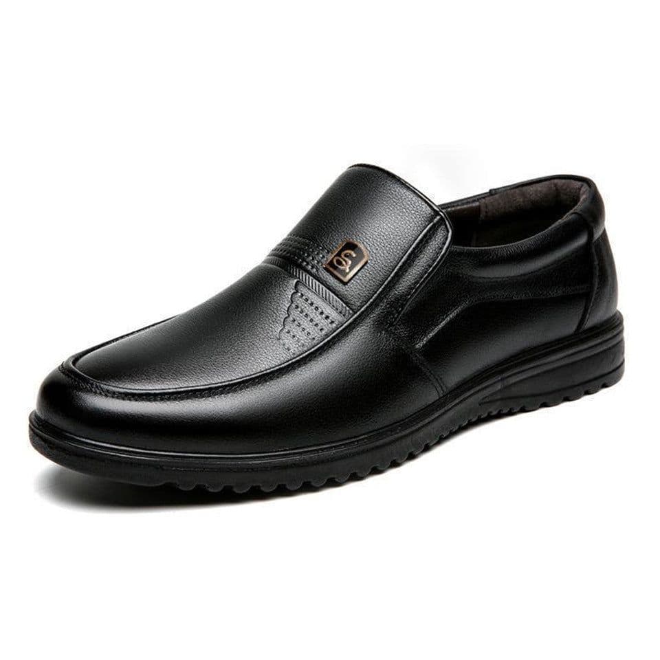 image-Men's Casual Leather Shoes - Brown Size 44