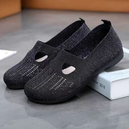 image-Women's Mesh Slip-On Casual Shoes - Red Flat Heel
