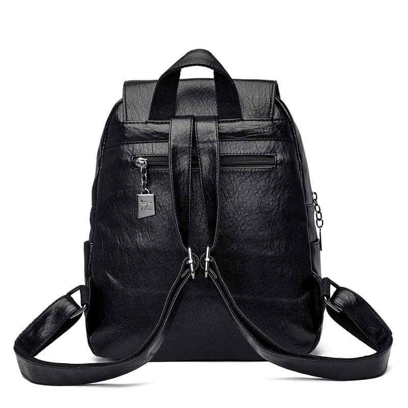 image-Women's Backpack PU Leather Black One Shoulder