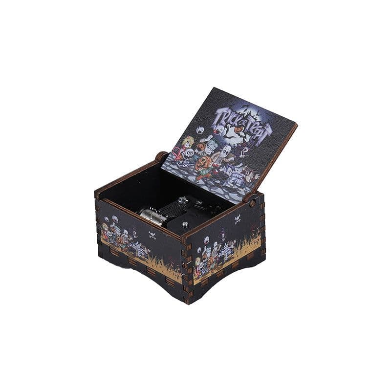 image-Autonomous DIY Wooden Hand Crank Halloween Music Box Carving Kit Gift
