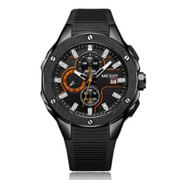 image-MEGIR 30M Waterproof Quartz Sports Watch - Silver 46mm Silicone Strap