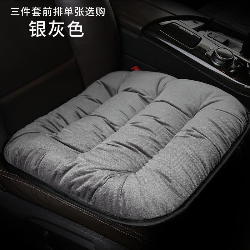 image-Plush winter car seat cushion three pieces down cotton full car cover cushion cover thick universal car cushion wool cushion winter
