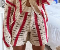 image-Women's Brown Striped Cardigan Set - Long Sleeve