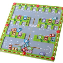 image-Magnetic Letter Matching Parking Maze Game - Wood