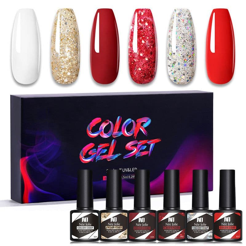 image-Nee Jolie UV Gel Nail Polish Set - 6 Colors 8.5ml