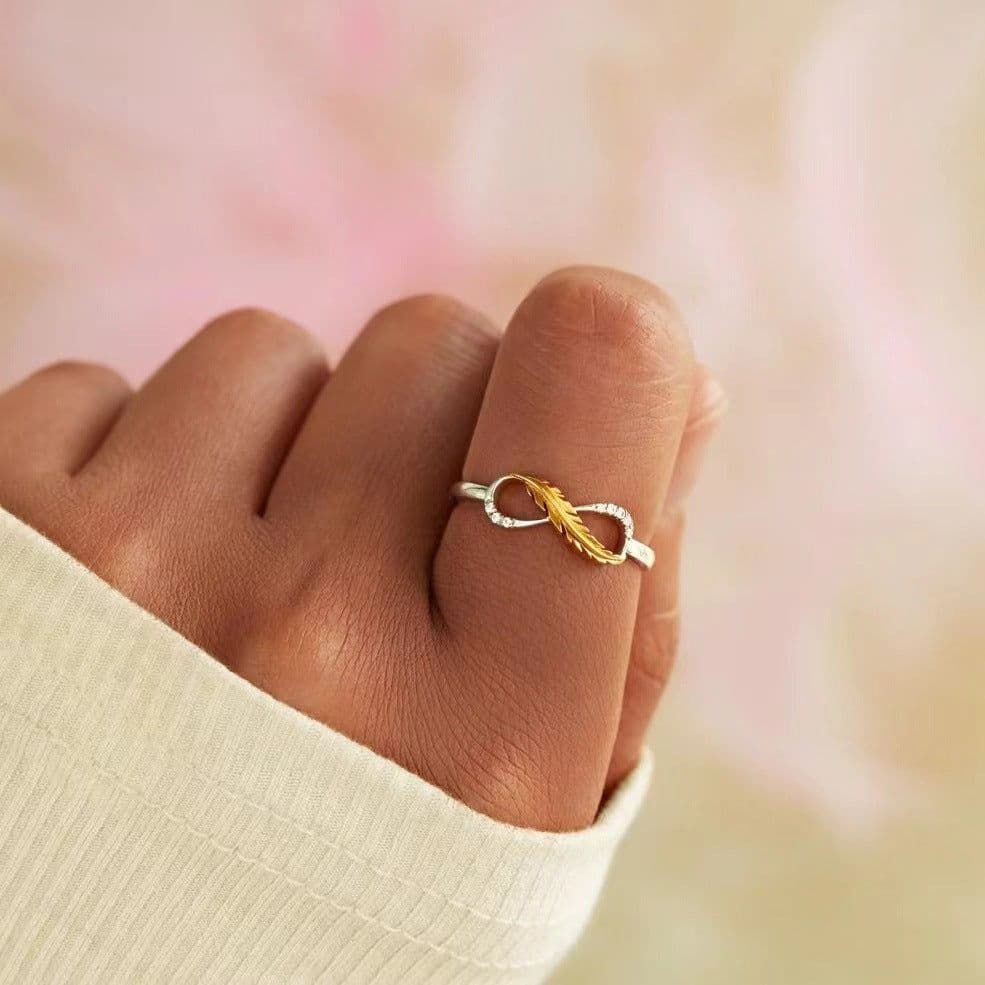 image-Cross-border Feather Diamond Ring 8 Adjustable Women