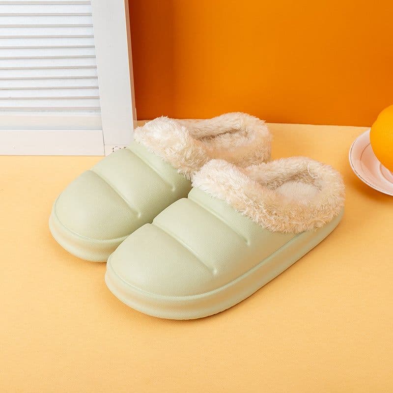 image-Waterproof Cotton Slippers Women Winter Bag Heel Home Furnishing Plush Thick Bottom Indoor Confinement Warm Cotton Shoes Men Wholesale