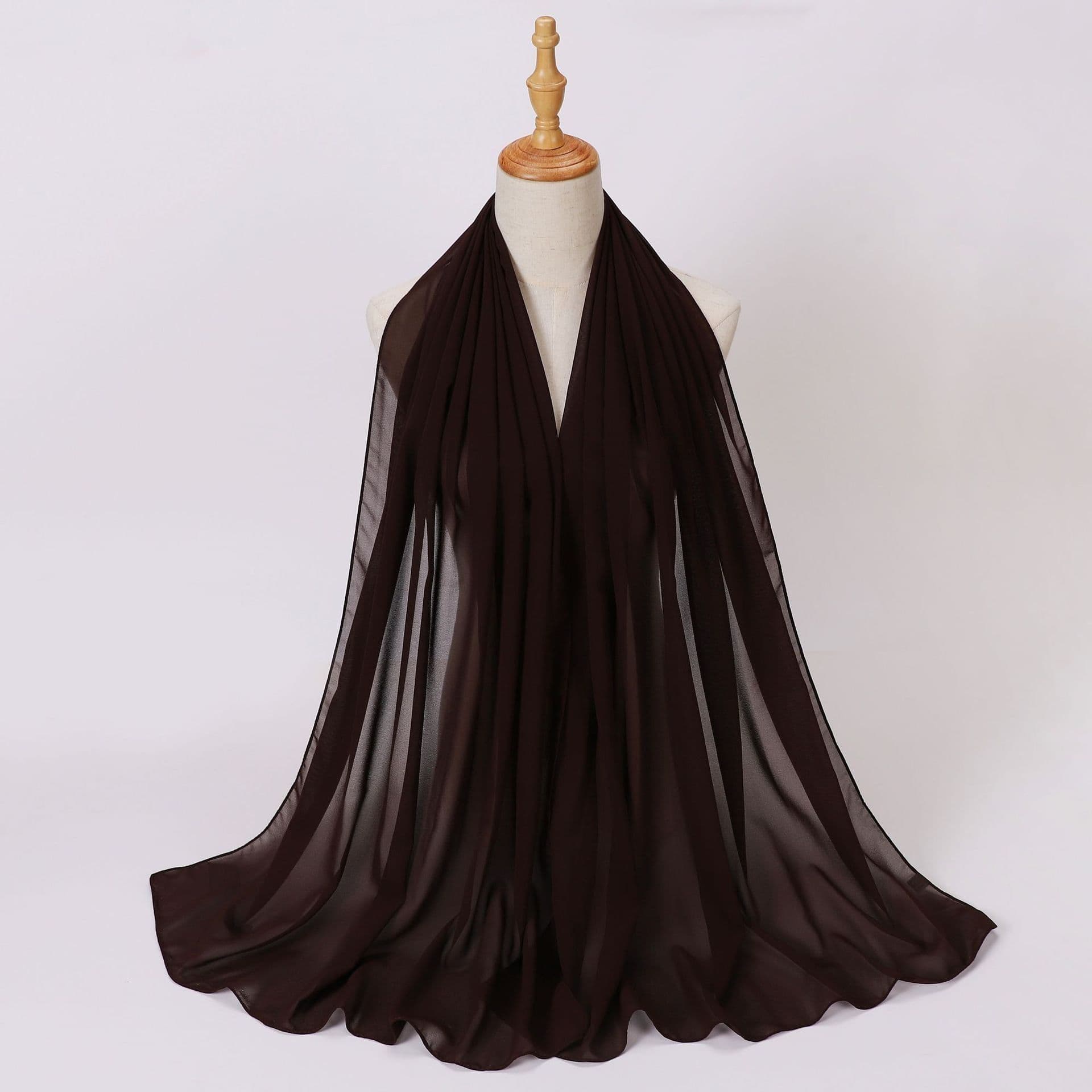 image-Weicai Chiffon Hijab Scarf - Gray Coffee 175x70cm