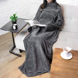 image-Flannel Sleeve Blanket - Navy Blue 170x200cm