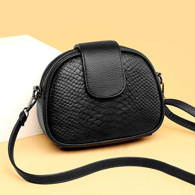 image-Genuine Leather Women's Crossbody Bag - Black Large Capacity 2023