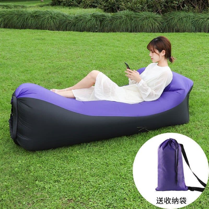 image-Inflatable Red Beach Sofa Air Bed Single Deck Portable Camping Chair (57 characters)