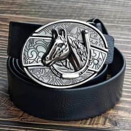image-Men's Belt Knife - Trendy PU Leather, Alloy Buckle, 130cm