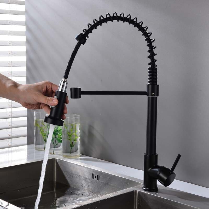 image-Universal Black Kitchen Faucet Rotatable Hot/Cold Sink (55 characters)