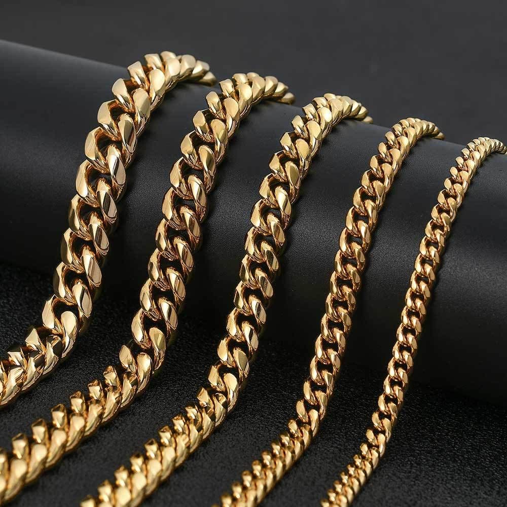 image-Stainless Steel Cuban Chain Necklace - Gold 6mm