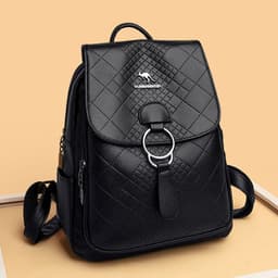 image-Backpack Women's Navy Blue PU Leather 20-35L