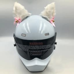 image-Motorcycle Helmet Cat Ears Bow Decoration - Plush Red