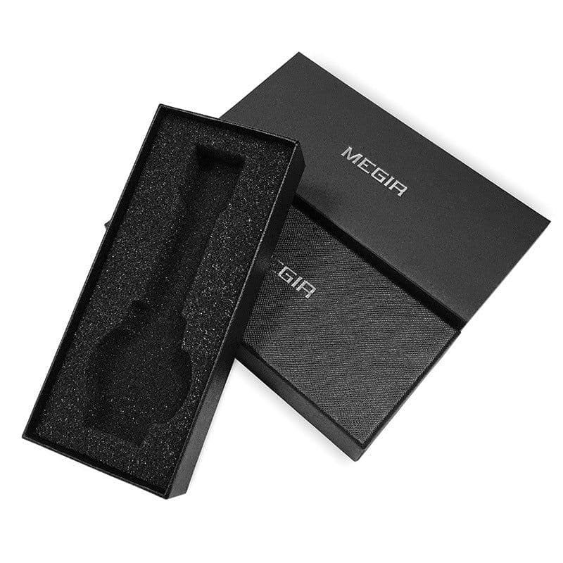 image-MEGIR Black Flat Watch Box - Steel Belt Packaging