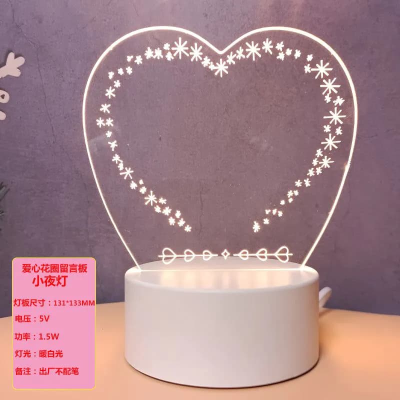 image-3D Night Light Girl Heart USB Plug-in Table Lamp