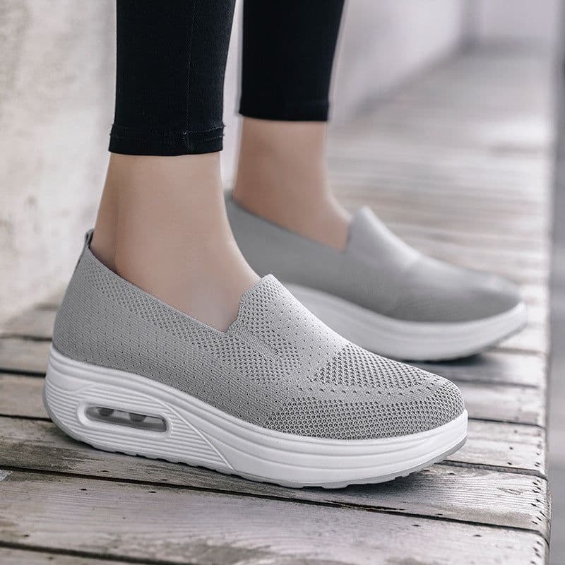 image-Women's Slip-On Woven Loafers White Flat Heel