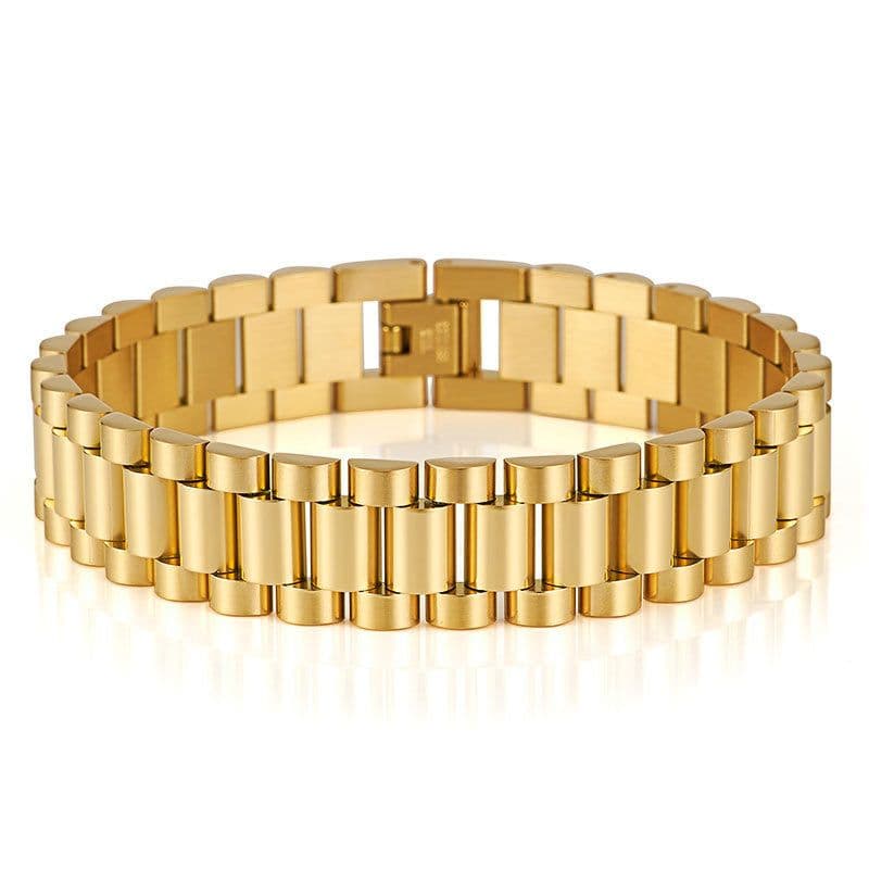 image-Stainless Steel Men's Bracelet 15mm Wide Adjustable