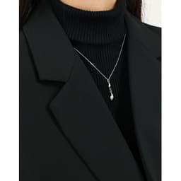 image-510 Korean version of ins niche design sense minimalist all-match water drop pendant texture S925 sterling silver clavicle chain necklace female