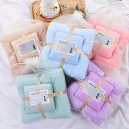 image-He Ran Coral Fleece Towel Set - Milky Bath Towel