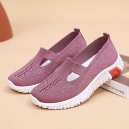 image-Women's Loafers Mesh Flat Heel Pink Size 41 Casual