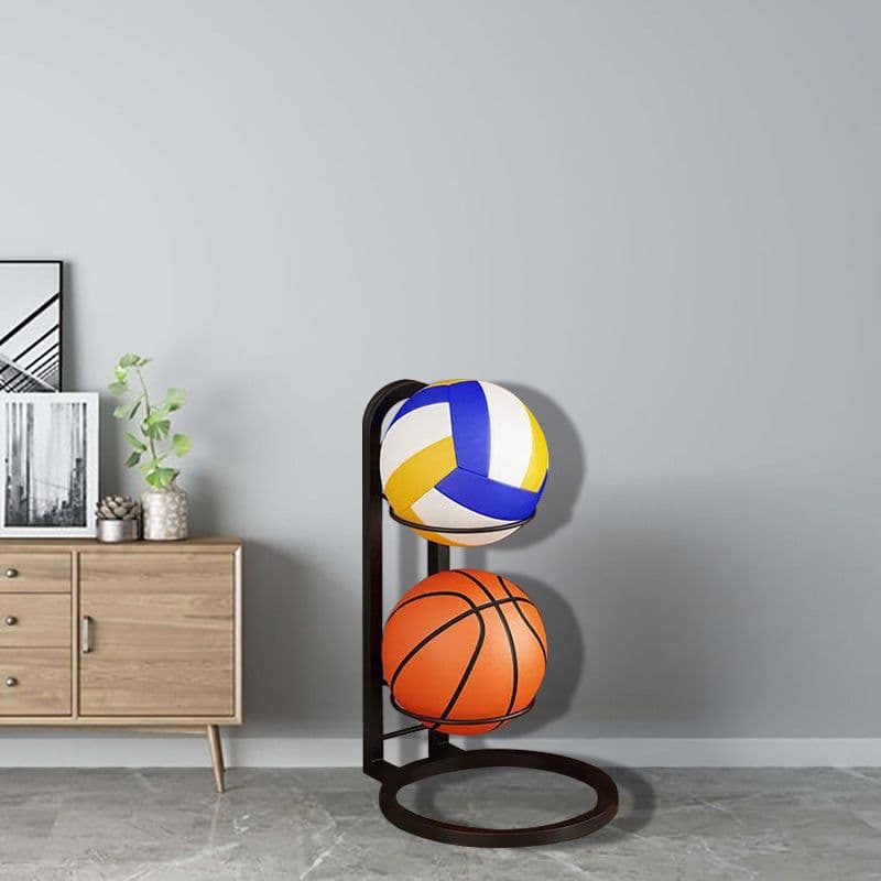 image-Five-layer basketball stand, three-layer and four-layer assembled ball rack, wrought iron rust-resistant storage rack, storage rack for organizing sports equipment