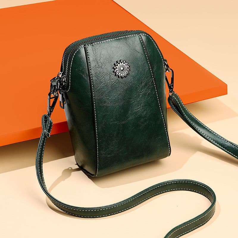 image-2023 New Autumn Trendy Soft Leather Mobile Phone Bag Women's Crossbody Mini Small Bag Fashion Vertical Style Small Mobile Phone Bag