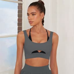 image-Isaac Fei Sports Bra - Brown Contrast Stitch L