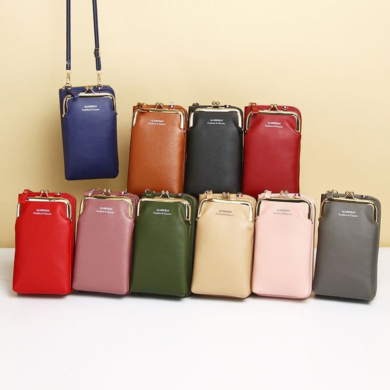 image-Messenger Bag Mobile Phone Bag Ladies Shoulder Bag Candy Color Mini Small Bag Vertical Ladies Clutch Bag Ladies Long Wallet