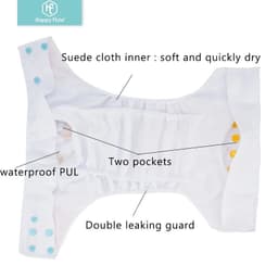image-Happyflute Cloth Diaper - Waterproof, Anti-Leakage, One Size Fits All
