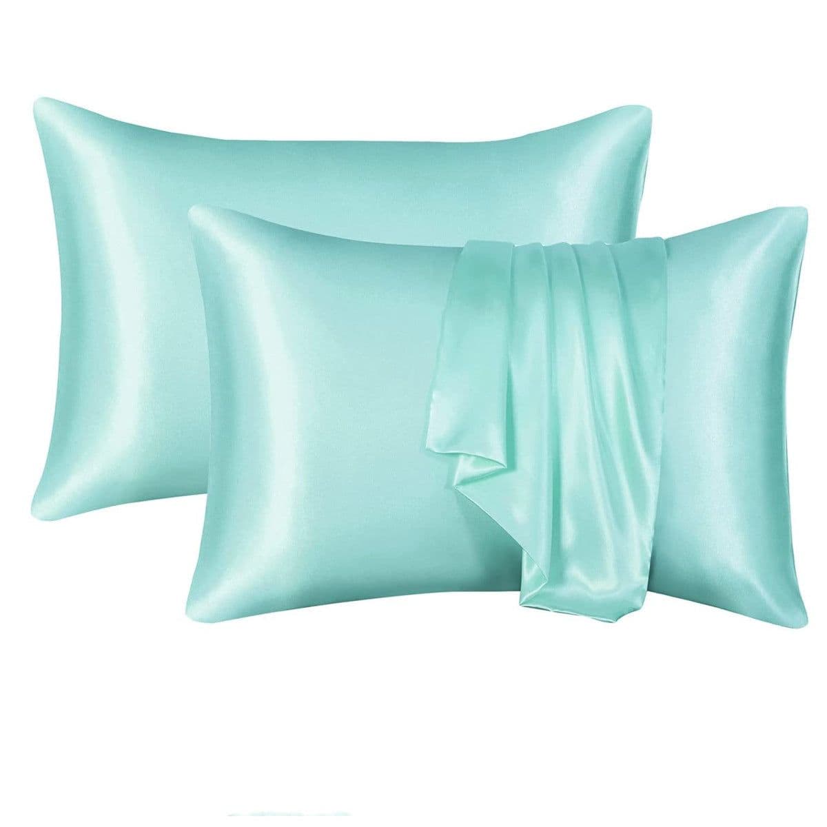 image-Summer Hot Selling Pure Color Satin Imitation Silk Pillowcase Digital Printing Embroidery Screen Printing Bedding Amazon