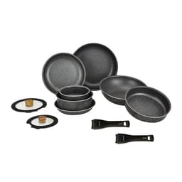 image-uJoy 13-Piece Non-Stick Pan Set, Ivory White, Aluminum, 30cm Wok
