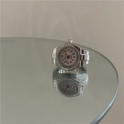 image-European Fashion Punk Watch Ring - Couples Mini Clock, Elastic, Retro (65 characters)