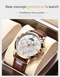 image-Lige Quartz Chronograph Watch - Business Style