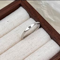 image-S925 Sterling Silver Letter Ring - Adjustable