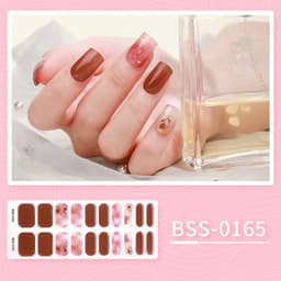 image-Cross-border 2023 European and American Gel Nail Sticker Waterproof 3D Bronzing Flower UV Phototherapy Semi-curing Nail Sticker Wholesale