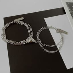 image-Titanium Steel Couple Bracelet - Heart-Shaped Love