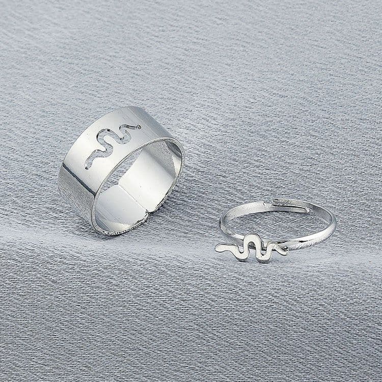 image-European Retro Couple Airplane Love Ring - Simple Hollow Design, Adjustable, Alloy Jewelry for Women