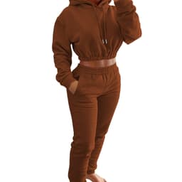 image-Women's Fleece Hoodie + Jogging Pants Set Light Yellow XXL