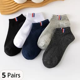 image-Men's Ankle Socks - Breathable Cotton Sports Socks