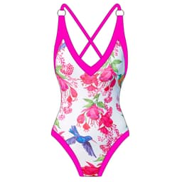 image-Green Flower One-Piece Swimsuit - Women's Polyester