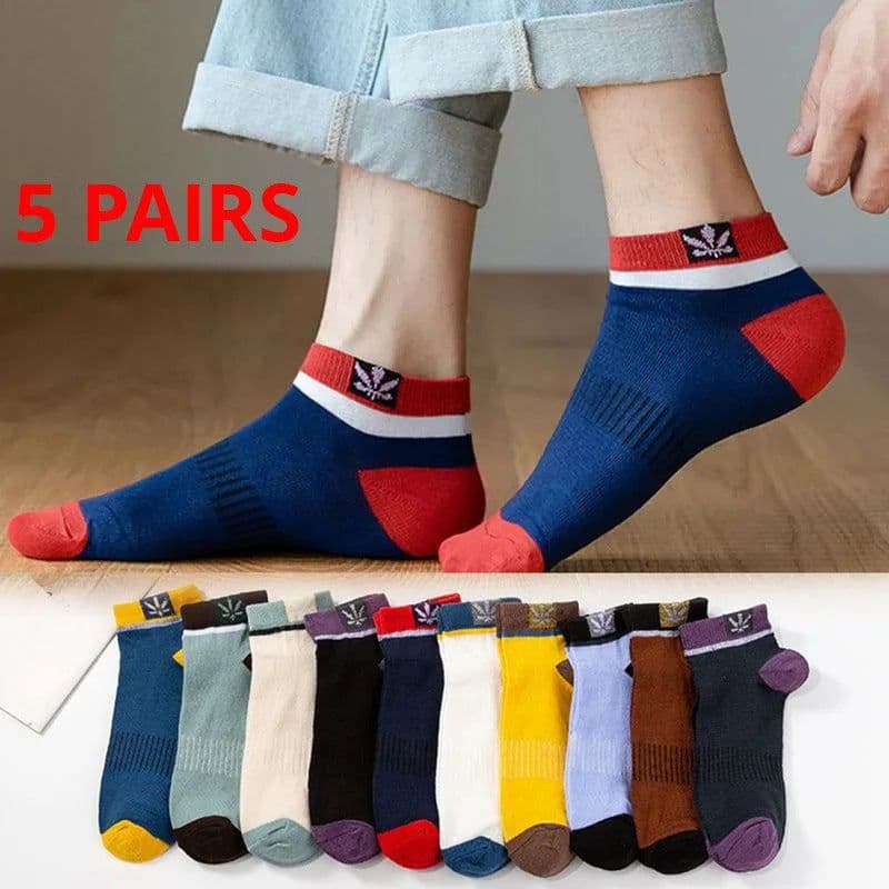 image-Men's Ankle Socks - Breathable Cotton Sports Socks